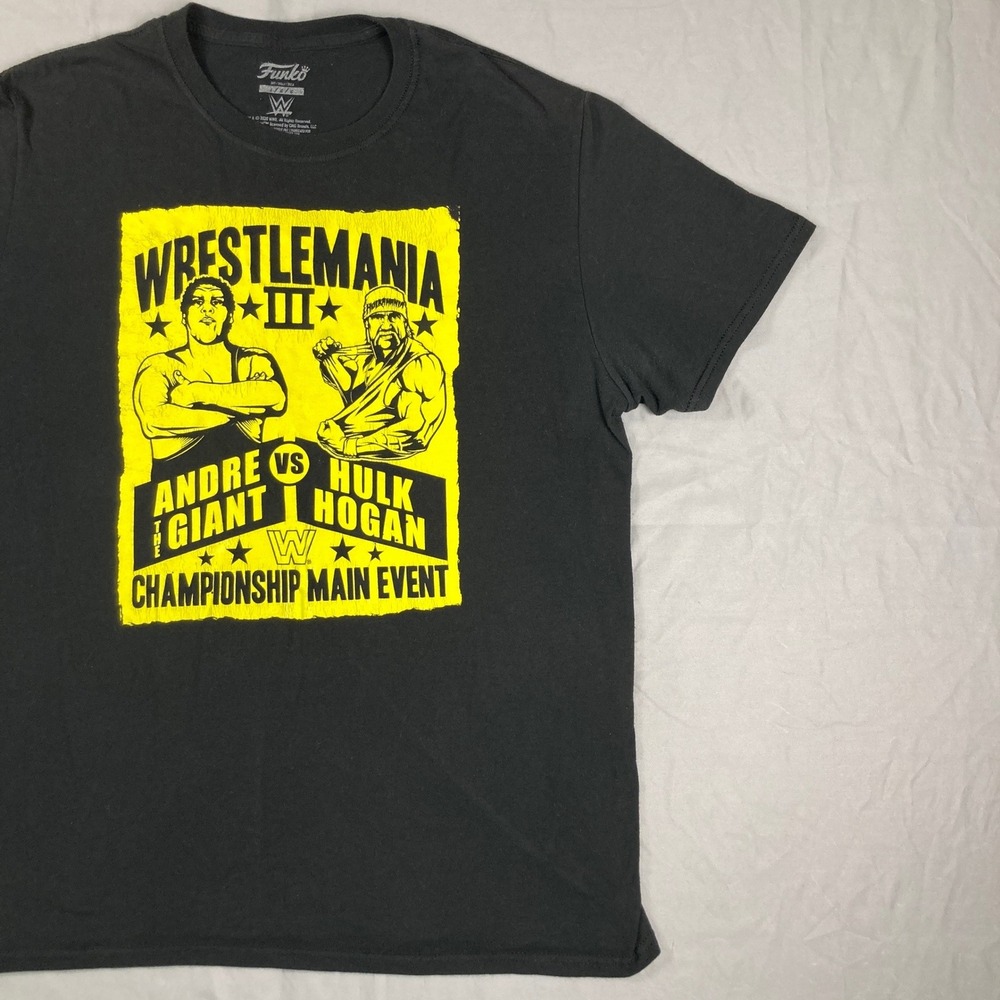 Funko WWE WrestleMania III Andre The Giant Hulk Hogan Graphic T-Shirt Black L - Picture 5 of 13